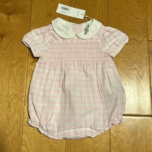 NWT Janie and Jack Pink and White Checker Jumper - Size 0-3